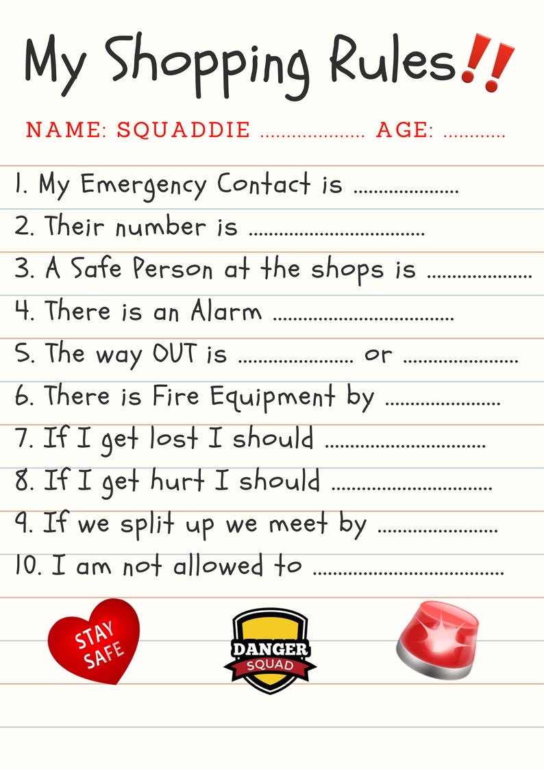 dangersquaddies's tweet image. Shops are always busy &amp;amp; they are also 🎯🚨Make your own #squadrules for your child ‼️✅⛑📝 #preparednotscared #UKEdChat #runhidetell