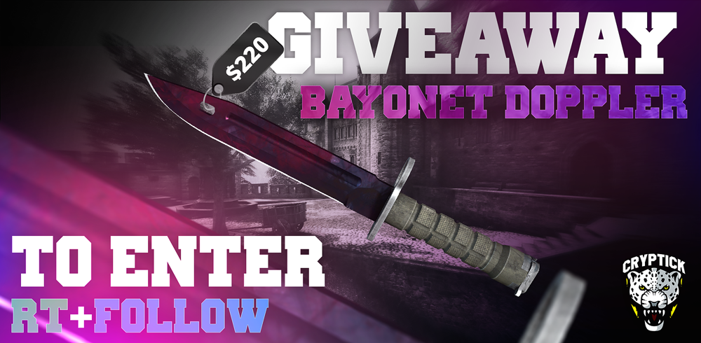EidosGG's tweet photo. [#giveaway]

To celebrate our recent placement at #epic22, we're giving away the Bayonet Doppler knife!

RT &amp; follow to enter

#CTiKTakeover https://t.co/OWyeFHD7vM