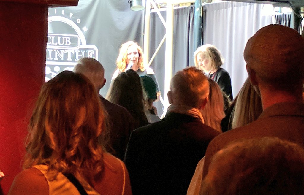 TheGeneratorCa's tweet photo. .@LauraBabcock announces plans for a bronzed fedora/statue to memorialize Dave Hanley on King William. #HamontForHanley #HamOnt https://t.co/LmmbXXc4ZF