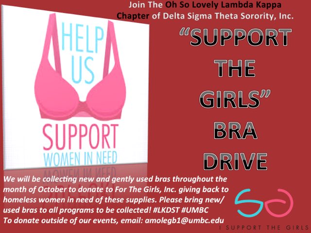 LK_Deltas's tweet photo. Please don't forget that we will be collecting new and lightly used bras for For The Girls Inc at our Build a Bra program on October 23! https://t.co/mUivU6nTS8
