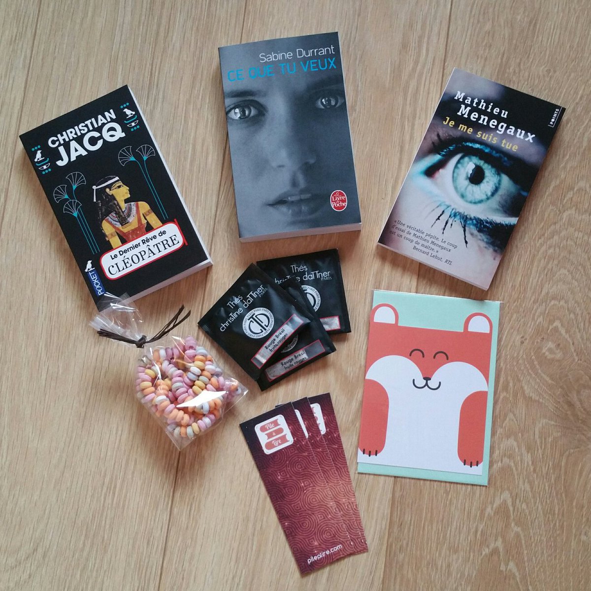 PileLire's tweet photo. En octobre dans la box : “Le dernier rêve de Cléopâtre” de Jacq, “Ce que tu veux” de Durrant et “Je me suis tue” de Menegaux.
Merci Lylia ♥ https://t.co/8Oyys35m17