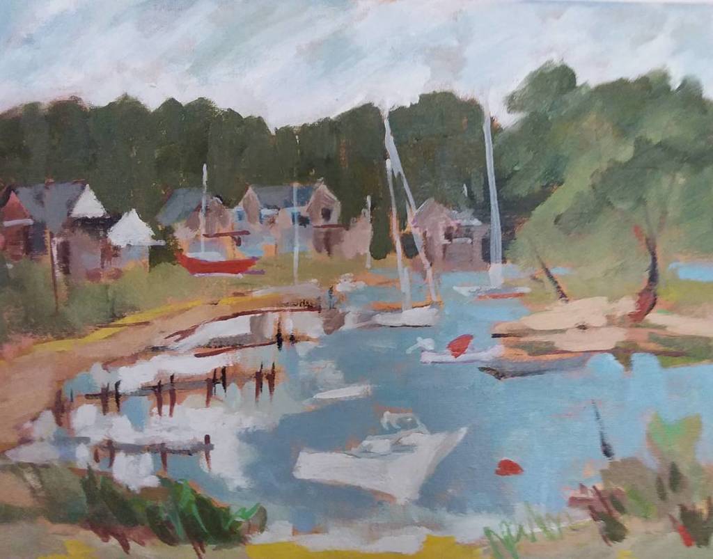 kramorisgallery's tweet photo. "Harbor" by Muriel Hanson Falborn. Part of our group art show on now through October 19. #art #artexhibit #localar… https://t.co/UgGyzDRLDE https://t.co/bYHvnQsLbV
