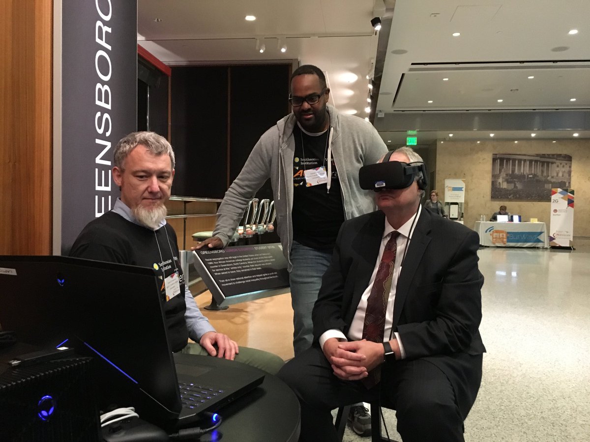 DerekAHam's tweet photo. Provost Arden is getting into VR! @NCStateDesign #vMLK #acceleratefestival https://t.co/ZQGf36rQOe