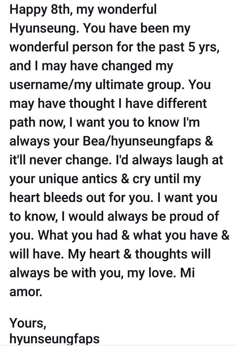 STRAY6IX's tweet photo. #8YearsWithHyunseung 💙 to all my lovely fellow Honeys, thank you for still being there &amp; for being my good friends. X - Bea https://t.co/jX9UrSHFzB