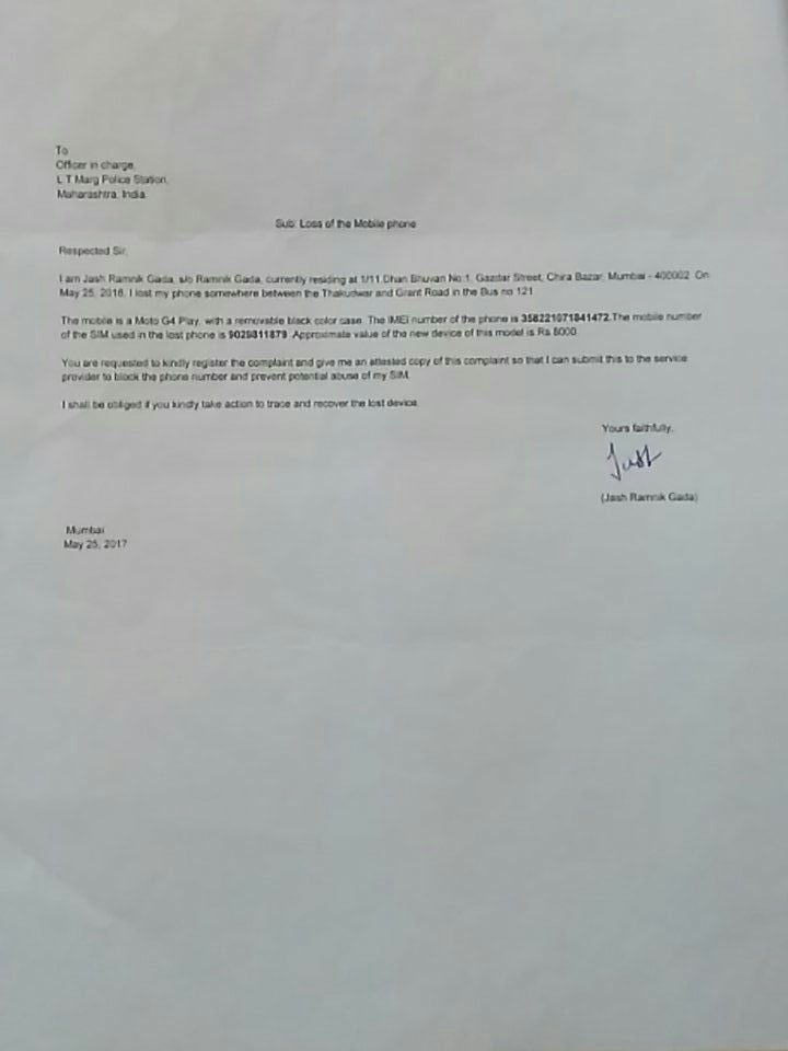rgada1959's tweet photo. @MumbaiPolice @Dev_Fadnavis @BJP4India 

It's almost been 6 months still no communication received for the stolen mobile 
Please help https://t.co/JNgXRCBy2y
