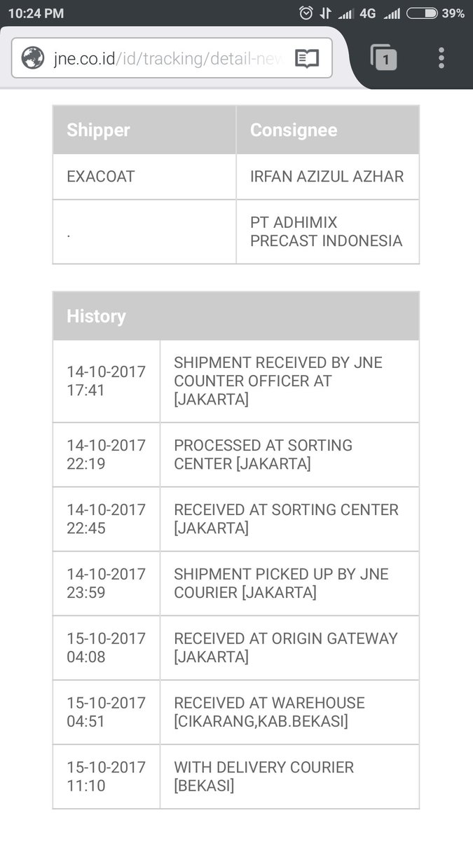 bangajijul's tweet photo. @JNECare ~ pake YES, dari Jakarta ke Cikarang, sampe jam segini belum nyampe. Padahal dari jam 11 siang udah dibawa kurir. Gimana nih? https://t.co/HvE0WN0POH