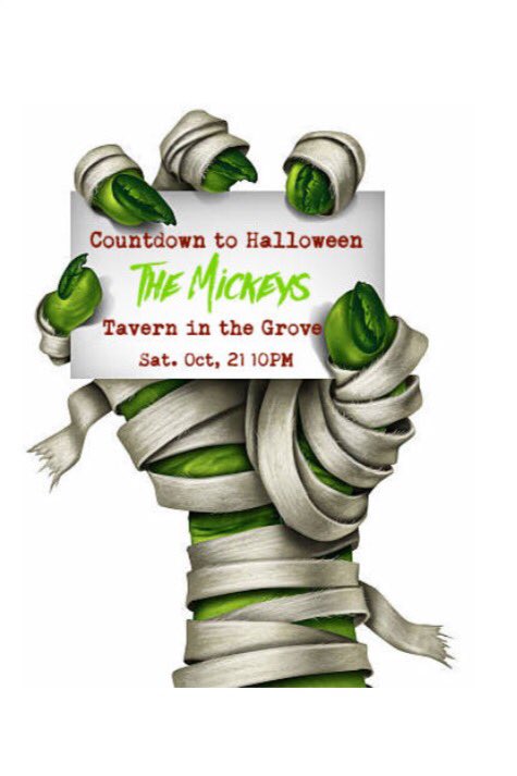 TheMickeysBand's tweet photo. Can't wait to wear your costume? Join us at our #HalloweenbeforeHalloween countdown bash @tavernnthegrove #Halloween2017 #coolMiamibars https://t.co/XbKEguNWrZ
