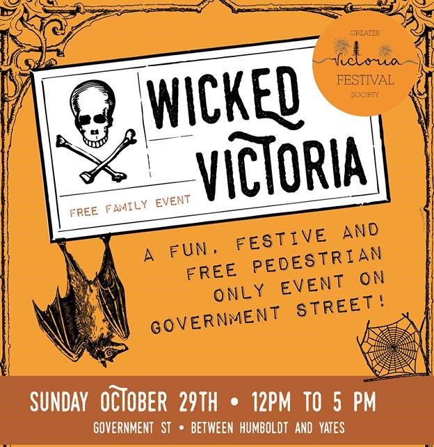 usedvictoria's tweet photo. Wicked Victoria is back Oct 29! Free, family Halloween fun on Government St - details here: https://t.co/K2m7KSoD7h #yyj #yyjevents @gvfsvic https://t.co/E4WHnalQ46