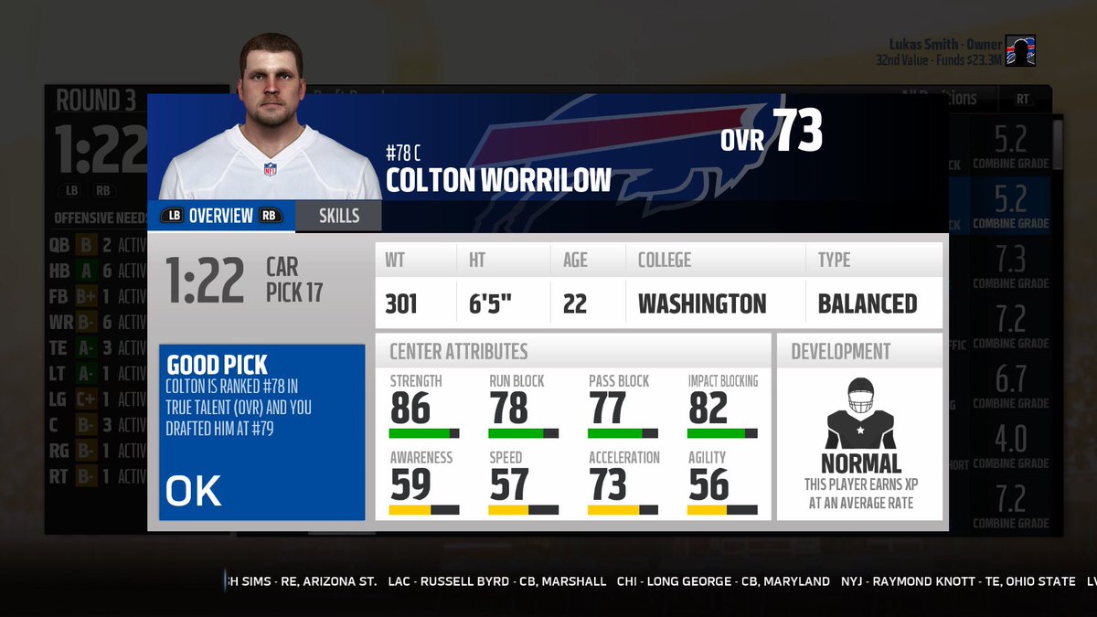 USFC_Bills's tweet photo. In the 3rd, we continue to build up our line with Colton Worrilow out of Washington! https://t.co/SSV7LQj3uz