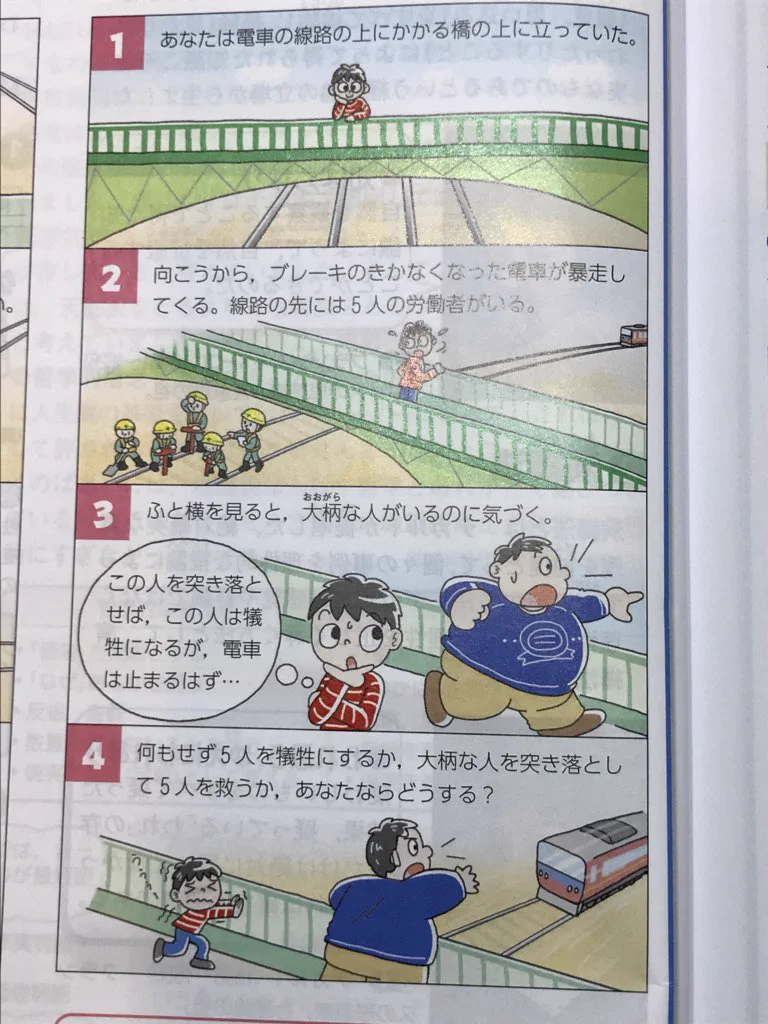 トロッコ問題を改悪しすぎw電車に人を投げ入れて止めようとする恐怖問題www