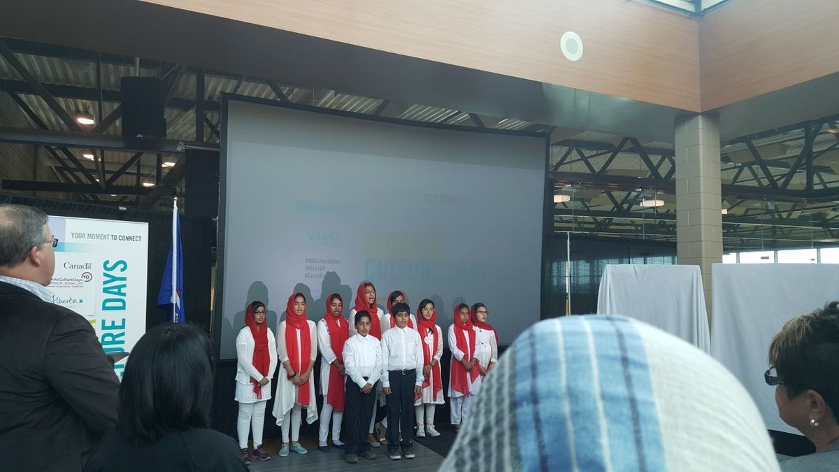 LajnaCalgary's tweet photo. Ahmadiyya Muslim kids singing National anthem at @VivoYourLife on #Abdays . Wonderful event with different fun & educational stalls #yyc https://t.co/MhmofYeP9G