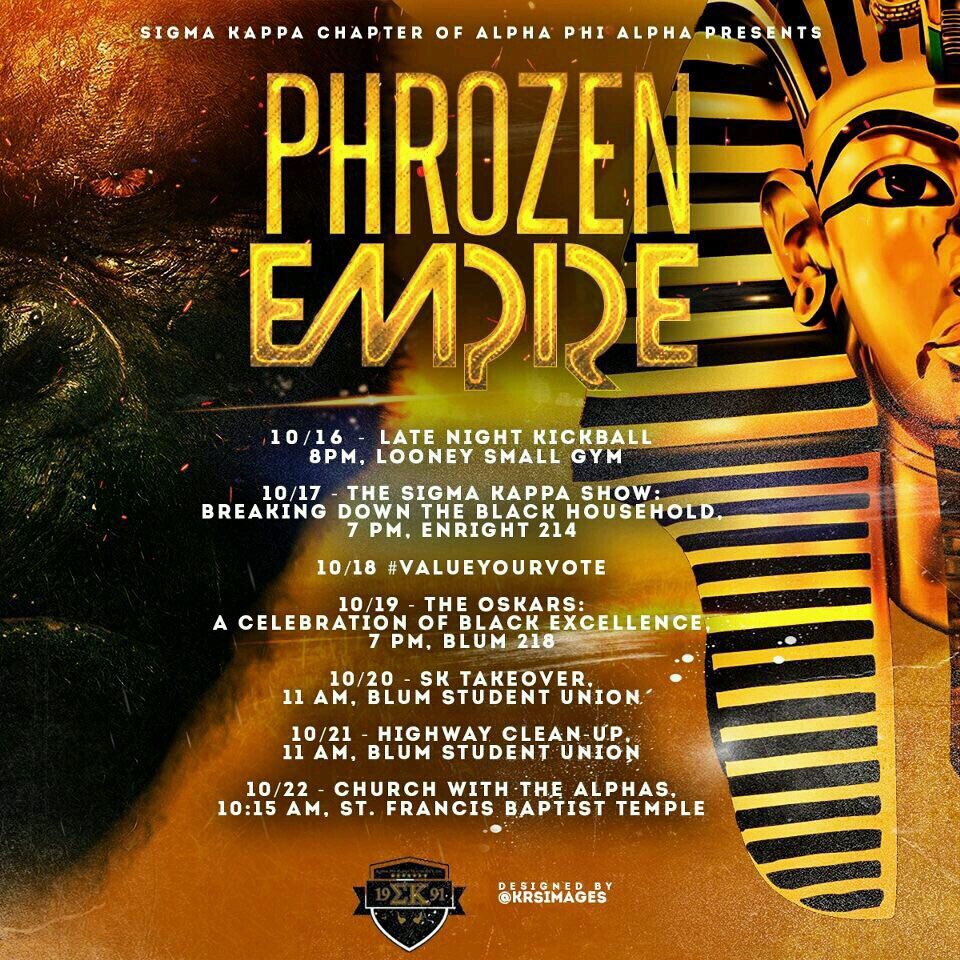 MowestAlphas's tweet photo. The Notorious Sigma Kappa Chapter of Alpha Phi Alpha Fraternity, Inc presents ALPHA WEEK 2017: PHROZEN EMPIRE! ❄️❄️ #MowestAlphas https://t.co/VqJgXffnPT