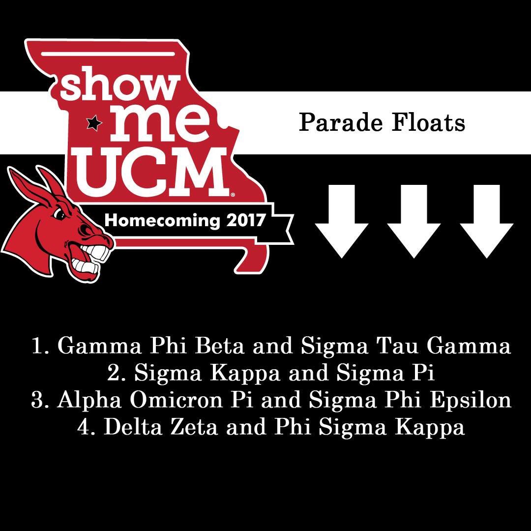 GammaPhiBetaUCM's tweet photo. Took 1st in float and 4th in bowling! 🎳🥇 How exciting! Couldn’t have done it without the help of the @SigTau_UCM men! #ShowMeUCM https://t.co/Tlhz1lYyjF