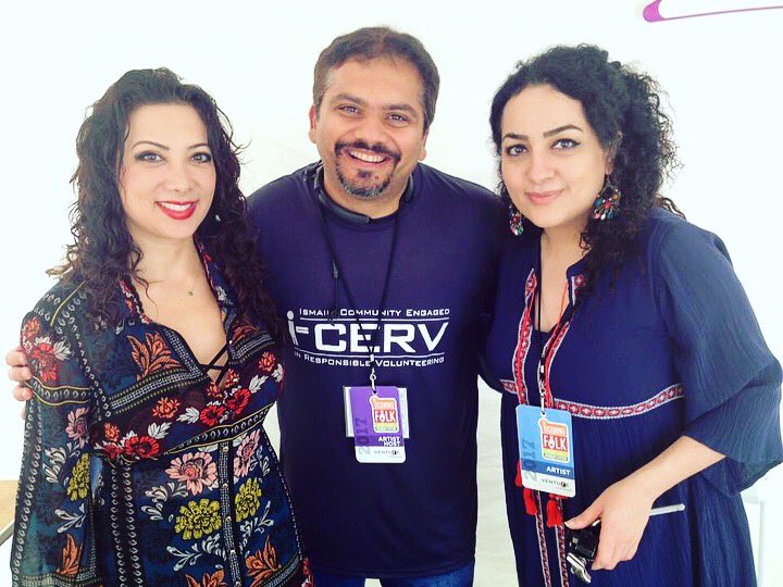 CraigHyman1's tweet photo. Sahba and Naghmeh getting ready for soundcheck at the West Rock Foundation Stage! 🦆#richmondfolkfestival https://t.co/21YBDrM9qy