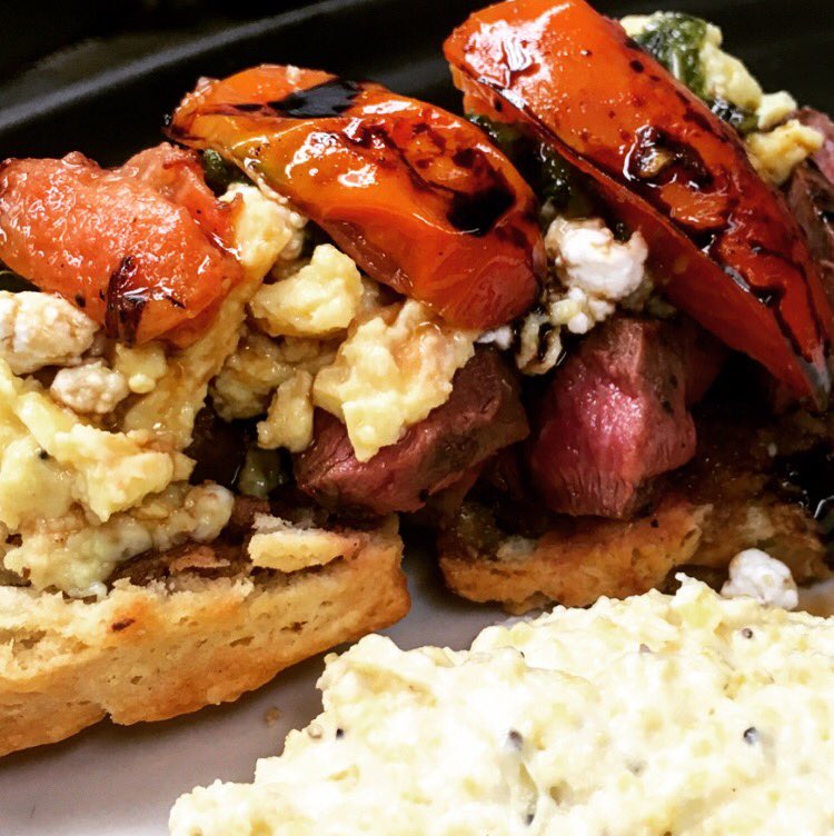 tythames's tweet image. New brunch menu @RestaurantTyler -Steak Biscuit-Wagyu flat-iron, farm eggs, goat cheese, HM biscuit, chimichurri, roasted tomatoes #brunch