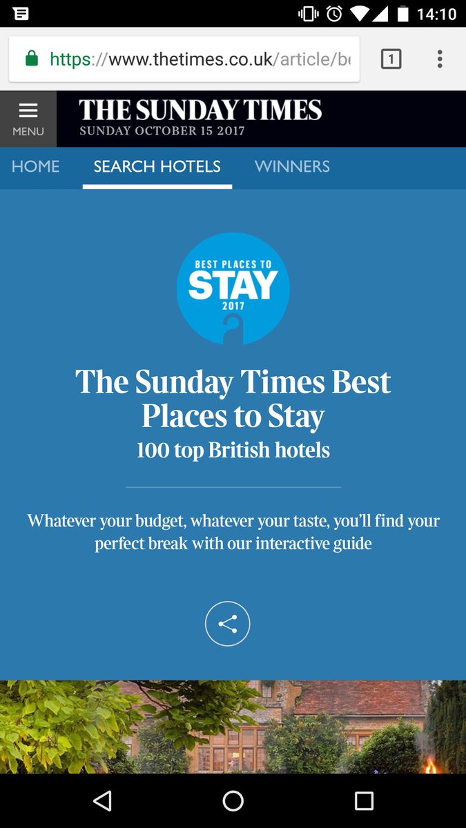 chrishutchinson's tweet photo. Web Share API (giving readers access to their native share sheet) in action on @thesundaytimes Best 100 Hotels (Chrome, Android) https://t.co/bsXnTqU0Kn