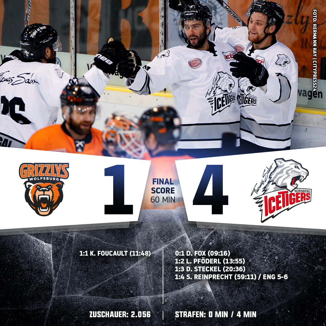Fünfter Sieg in Folge: Im Duell der dezimierten Teams gewinnen wir mit 4:1 bei den <a href="/grizzlys_wob/">Grizzlys Wolfsburg</a>!