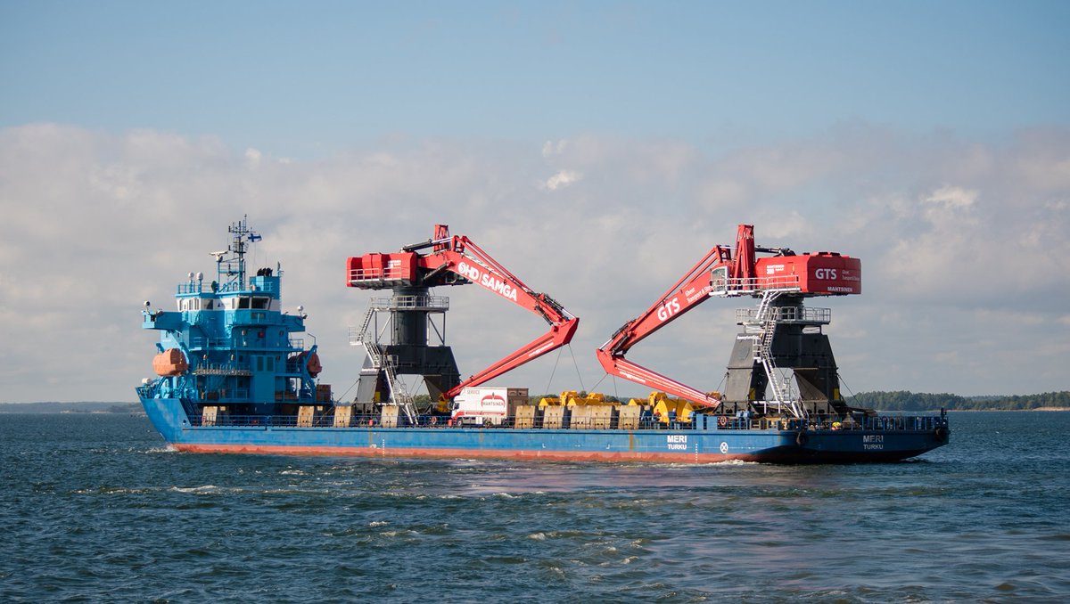 From Hanko to Ghent&amp;Antwerpen – fully mounted and ready for operation by using a special ro-ro vessel: youtube.com/watch?v=jF6LRw… #mantsinen300