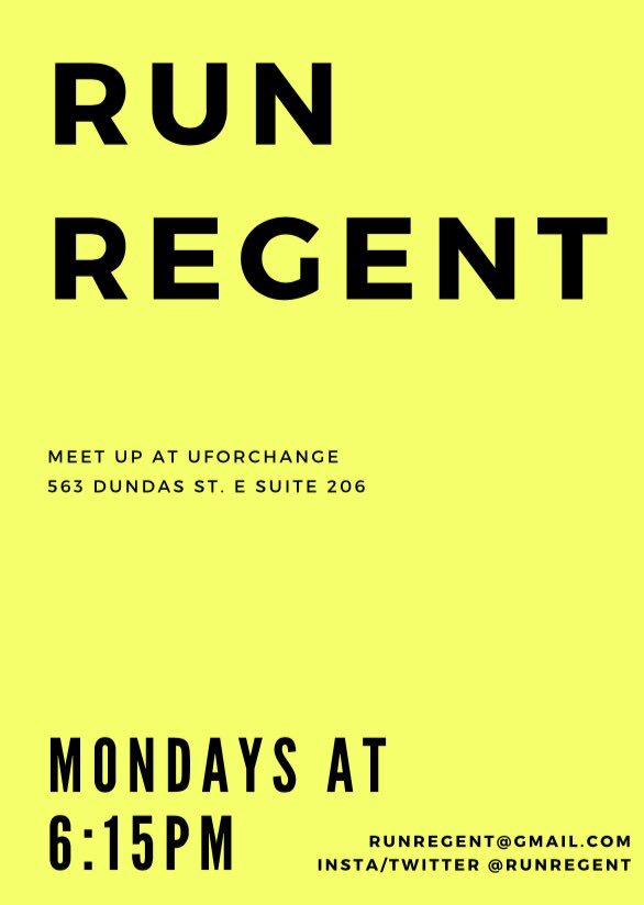 runregent's tweet photo. Clock in some K's with us tmr at 6:15pm in Regent Park. As we prepare for the Scotiabank Waterfront 🌊 https://t.co/GHwFp2T02C