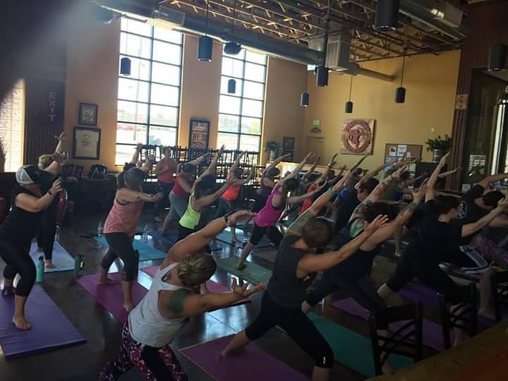 Join us for #yogaontap today at 11am by @modoyogalv! $10 gets you a 1 hour class and a beer! ##loveladybrewery