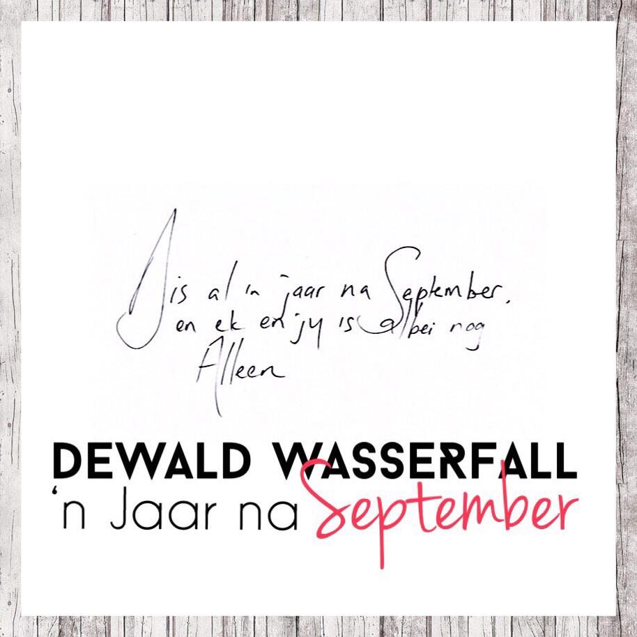 NUUS! @DewaldWasserfal se nuwe enkelsnit, 'N JAAR NA SEPTEMBER word vandag bekend gestel!

Kry dit hier: DewaldWasserfall.lnk.to/StormFa