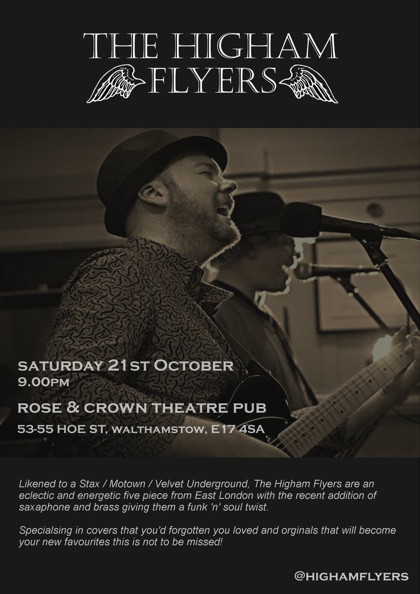 ohhh shame weekend nearly over. Start making plans for next weekend! We're back at @roseandcrownpub Saturday 21st October! #e17 #live #free