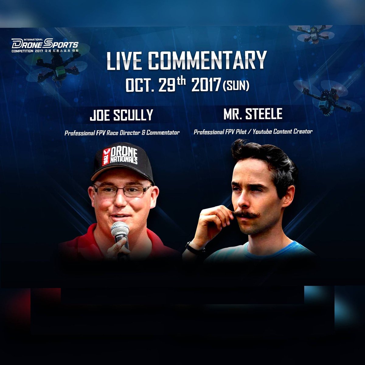 rodeoannouncer's tweet photo. Stoked to be a commentator alongside @mrsteelefpv at the International Drone Sports Competition in Korea in 2 weeks.
#idsc #idsc2017 https://t.co/ncYt7805YX