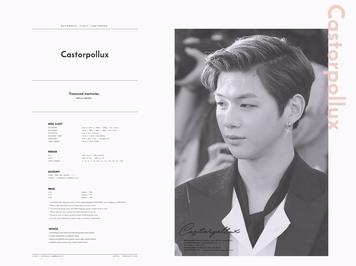 wannone_express's tweet photo. 【TW🇹🇼GO】RT PLZ
#DEFDANIEL @defDaniel_com 
#1st_PHOTOBOOK
#Castorpollux🍀 
#呼喚幸運的咒語
是不能錯過的神站啊啊啊啊啊😍😍😍
一組900元 (未含國際與國內運費，需二補)
匯款期限→ 即日起~ 10/29
匯款單→ https://t.co/hkwwRmgiGp …
#圖二為尼摩耶壓克力吊飾圖樣預覽 https://t.co/8dkEfqHun6
