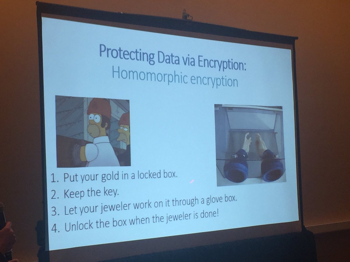 eayday's tweet photo. Homer-morphic encrytion by @KristinLauter at #genopri17 https://t.co/oTCW5lQKf1