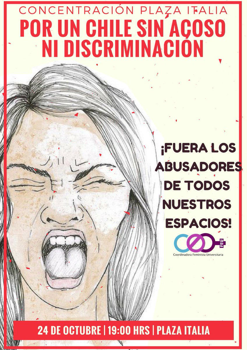 Tod@s nos manifestamos Por un Chile sin acoso sexista, sexual, callejero o laboral ni discriminación Fuera los abusadores de los espacios!