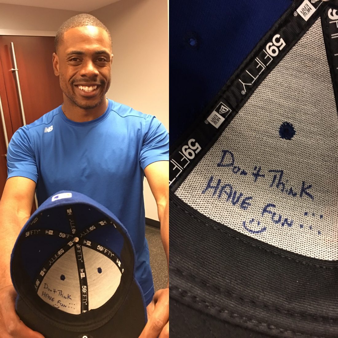 timoshei's tweet photo. Writing this story on the making of New Era Caps led me to this life advice from @cgrand3: #DontThinkHaveFun https://t.co/8LpTCrrG3V https://t.co/ODEM1ndNtF