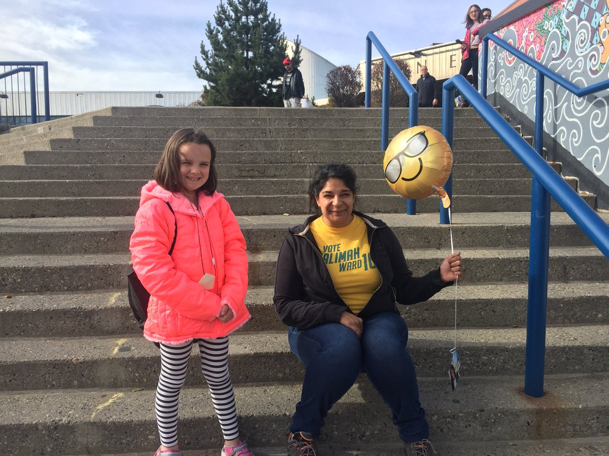 VoteSalimah's tweet photo. Dierdre voted for me in her mock election at school! Yay for engaging youth in democracy! #yycvote #democracy #nepride https://t.co/W2tmVIOrdI