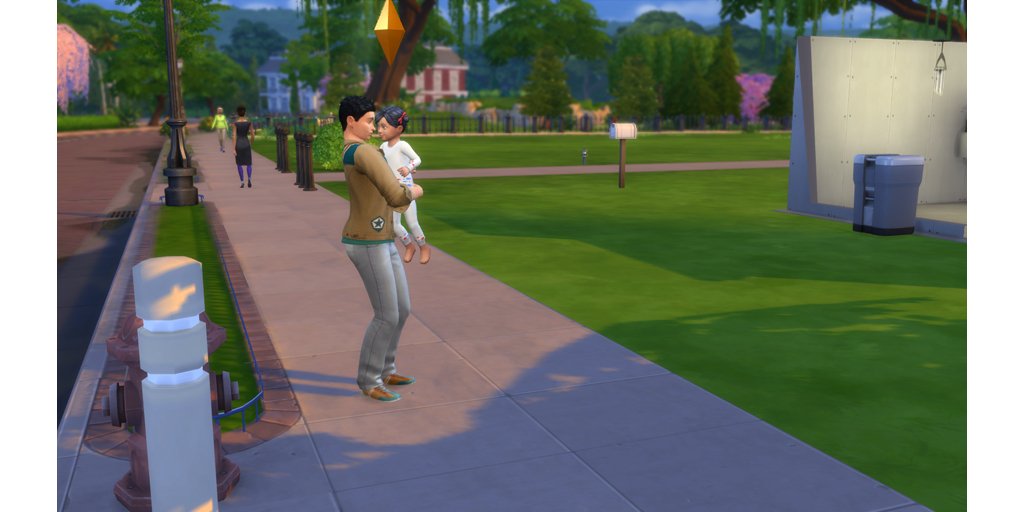 Simmer724's tweet photo. Awwww, she came running downstairs to hug her dad when he came home! #House008 #DrifterChallenge #TheSims4 https://t.co/X4CkddHWdL