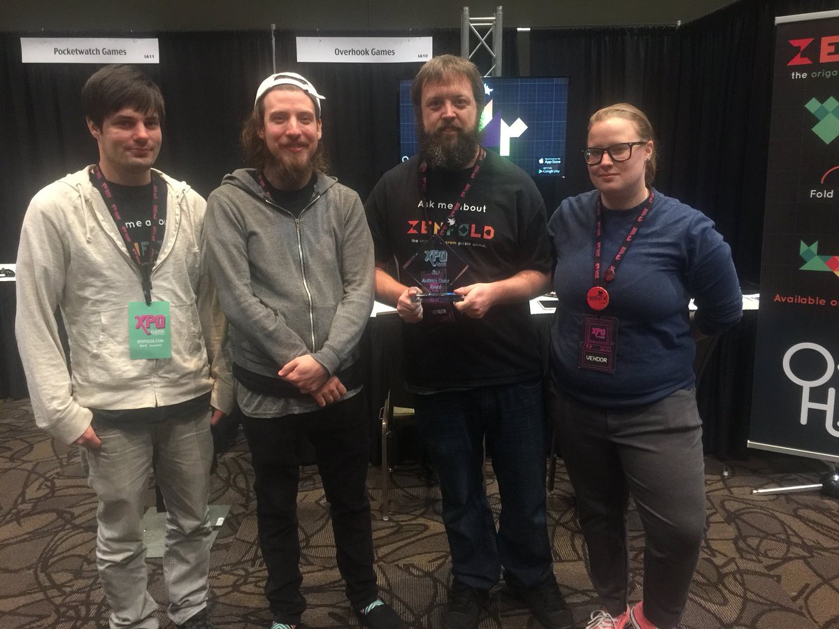M_Mosley_JR's tweet photo. Congratulations to @OverHookGames for winning the @GamesXPO Audience Choice Award for their mobile game Zenfold #XPO2017 XPOTulsa2017 https://t.co/QZ4GIYw8IG