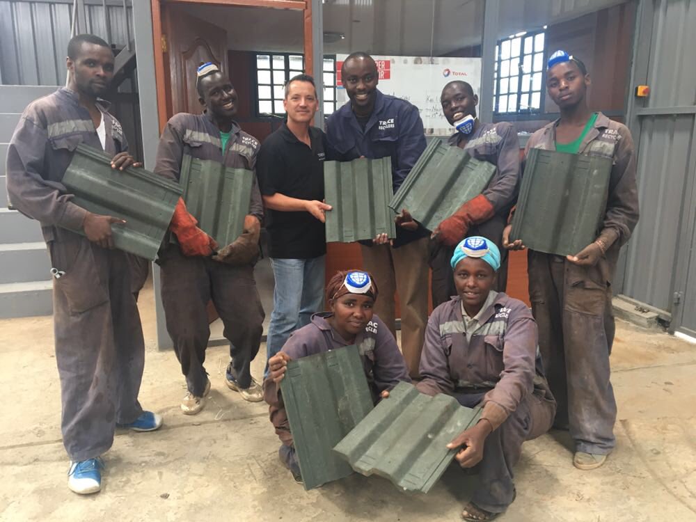 MureithiKevin's tweet photo. Finally, a successful commissioning of our #ecotile plant. Great roofs from discarded plastic waste. Order yours 2day https://t.co/a4j9x9FAZR