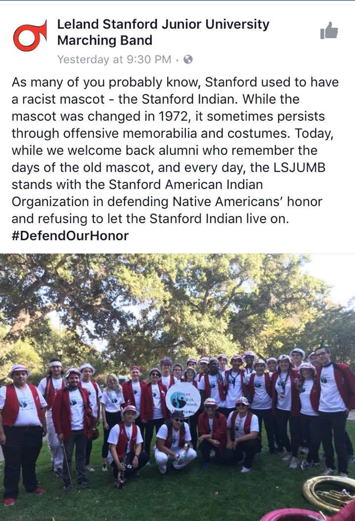 NativeApprops's tweet photo. Super proud of the @lsjumb for this post. As a Native alum and former yell leader, thanks for standing up. ❤️✊🏽🌲 https://t.co/w0MVGZPKDO