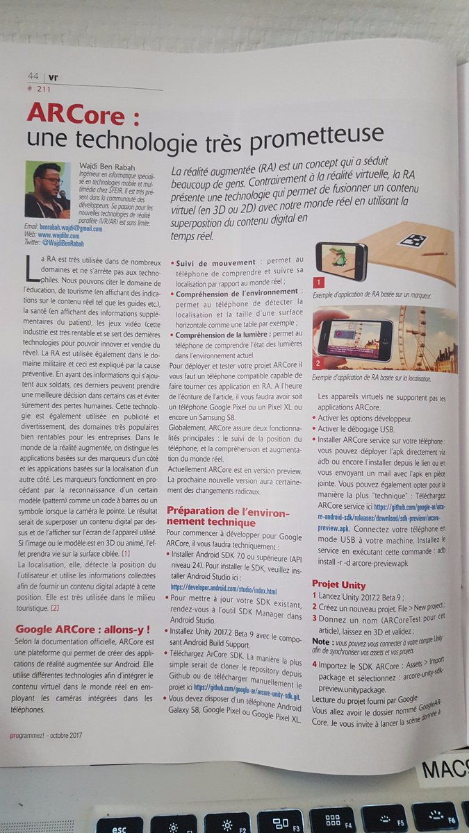 WajdiBenRabah's tweet image. My new #article is out in #Programmez! Create your first #AR #App using #Google #ARCore #Android #France #AugmentedReality 😍