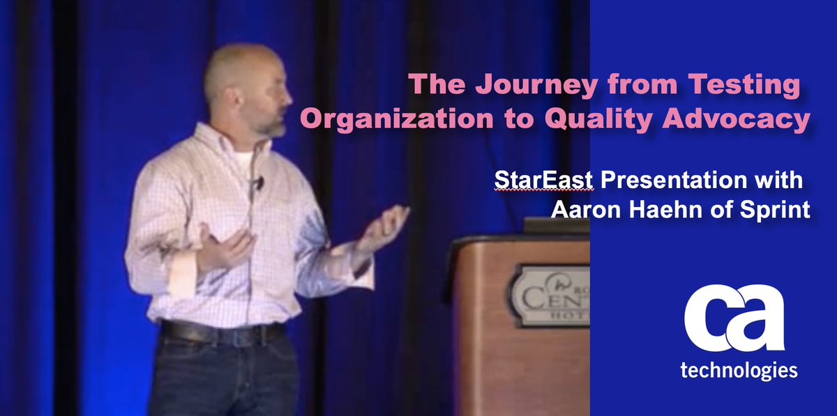 DarrenBurrell4's tweet photo. [Video] Sprint's Journey From Testing Org to Quality Assurance Advocate #ContinuousTesting https://t.co/vquU2D6iAG @CAinc #ShiftLeft https://t.co/NdyQOmBxwB