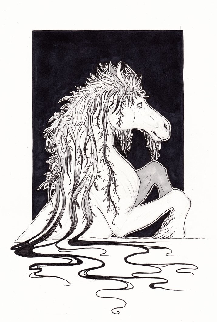 Wanted to use the prompt from @ThornwolfArt list for today! Here is a Kelpie for day 15 #Inktober #inktober17