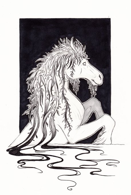 Wanted to use the prompt from @ThornwolfArt list for today! Here is a Kelpie for day 15 #Inktober #inktober17 