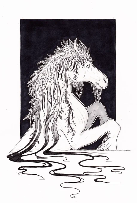 Wanted to use the prompt from @ThornwolfArt list for today! Here is a Kelpie for day 15 #Inktober #inktober17 