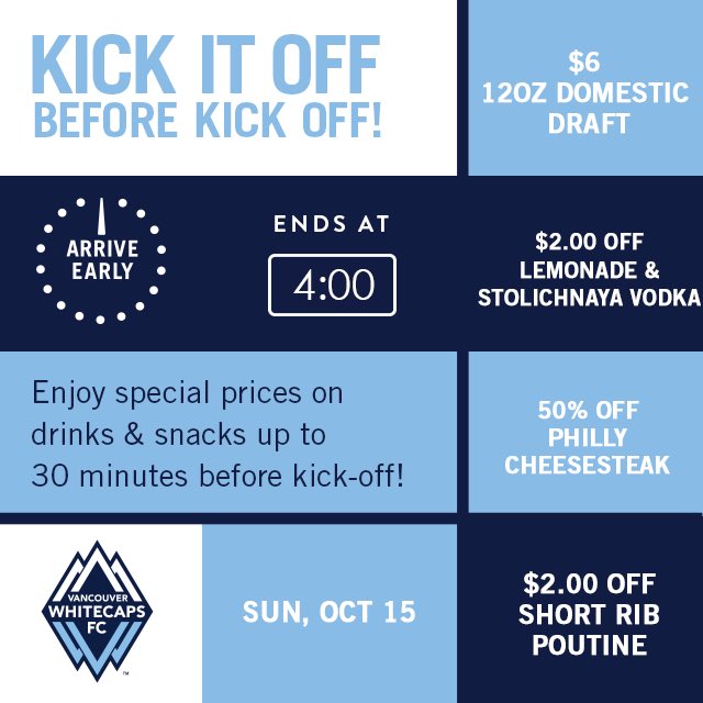 bcplace's tweet photo. 50% off our #BoomKitchen Philly cheesesteak for the early birds 🐦 today (+ more)! 4-4.30pm only! 🤤 @WhitecapsFC https://t.co/QdiZ3LTXTH