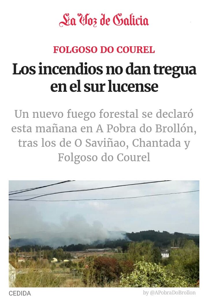 aPobraDoBrollon's tweet photo. Un #incendio se declaró esta mañana en la parroquia de #Castroncelos, #APobraDoBrollón.
@VozLemos #ArdeGalicia
►https://t.co/y4yl6ZujtS
• https://t.co/oqJZkjidat