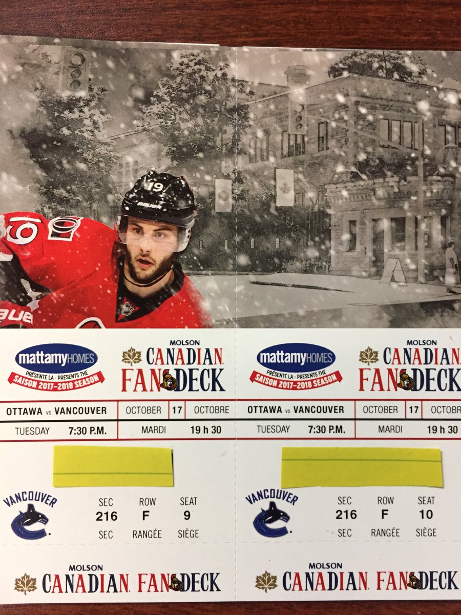 RETWEET &amp; FOLLOW TO WIN!!! Two tickets to the Senators game on October 17, 2017.