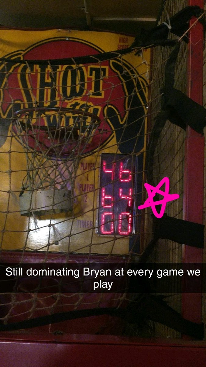 Kara080's tweet photo. Challenged @Cranky_Hippo to a bball arcade game to prove I still win at everything. My record stands and he doesn't seem too happy about it. https://t.co/CNZ4KlYAGc