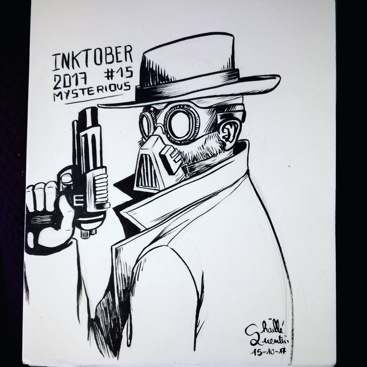 quentinchaille's tweet photo. #Inktober #Inktober2017 #Inktober2017Number15 #Mysterious #MysteriousMan #Maskedvigilante #InkDrawing #InkIllustration #InkingWithABrush https://t.co/21od8hQYyE