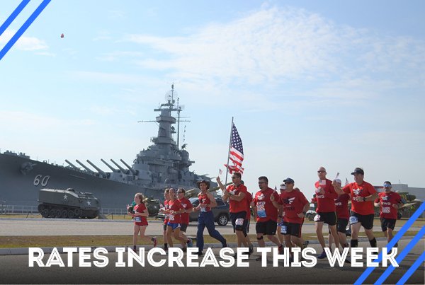 Battleship 12K rates increase on Tuesday October 17. Join us. It'll be a day that you remember. battleship12k.com/travel/