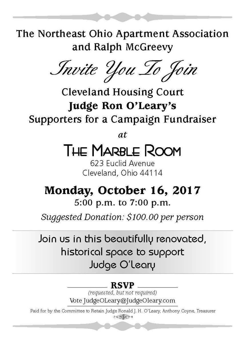 KeepJudgeOLeary's tweet photo. Tomorrow night! Join supporters for @KeepJudgeOLeary at The Marble Room. https://t.co/v4ACBzL3TC