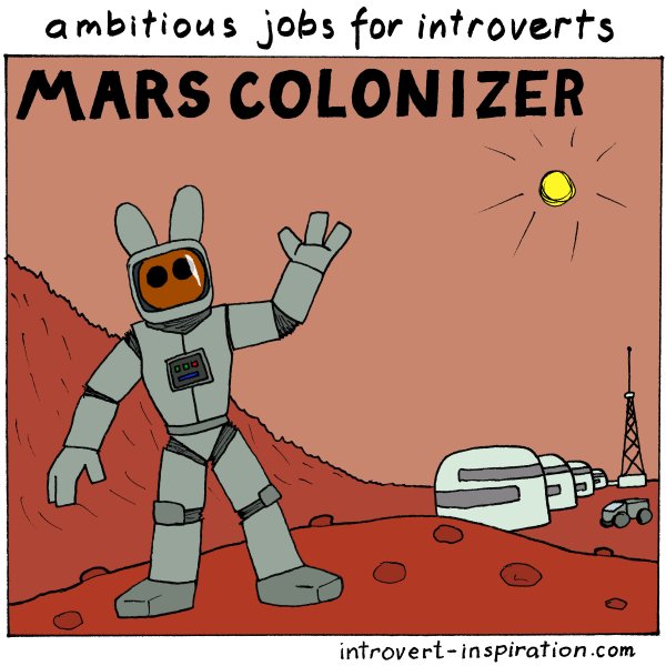 IntrovertZayts's tweet image. The best profession for ambitious #introvert is Mars Colonizer, being the part of major breakthrough in the history of humankind!
#mars