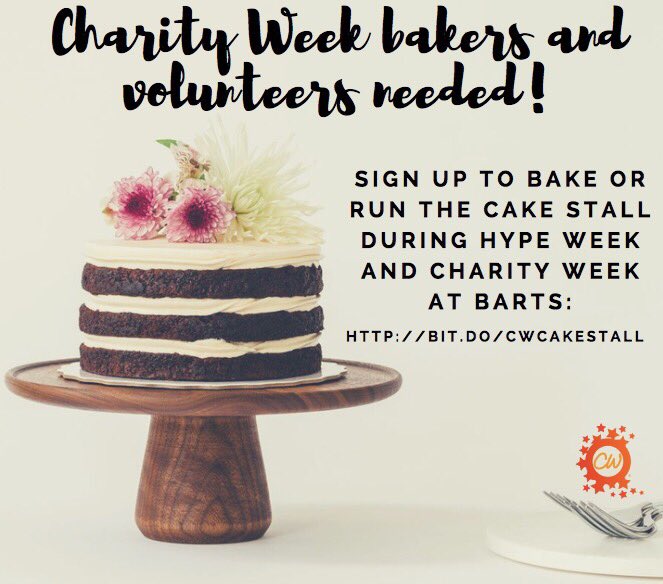 QMBartsCW's tweet photo. If you’re in Whitechapel, sign up and help us at the cake stall! 
🎂🎂🎂
https://t.co/VyjhUgxgrz https://t.co/SFqI3Zvyck
